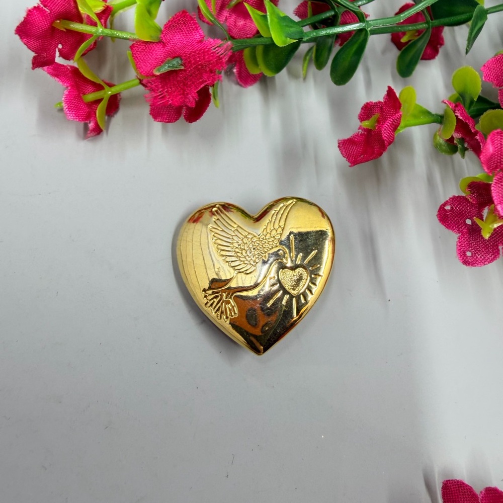 The Variety Club Signed Heart Shaped Gold Plated Dove Brooch